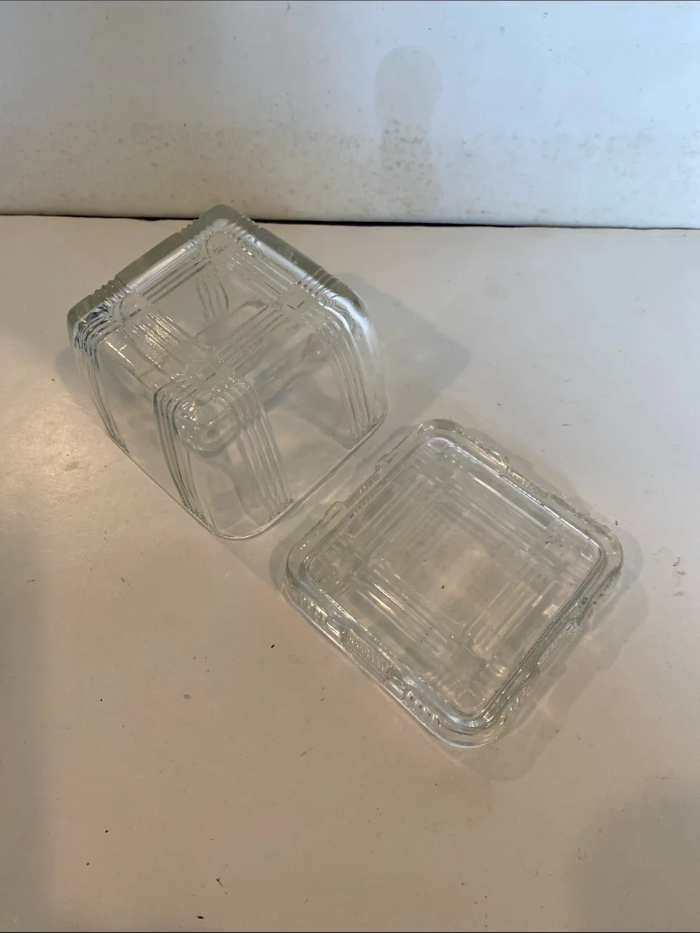 Vintage 1930s-1940s Hazel Atlas Criss Cross Pattern Refrigerator Dish